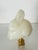 Masterly carved alabaster rabbit figurine mounted on brass base lamp finial.