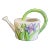 Italian Majolica Ceramic Watering Can With Orchids Design For Sale
