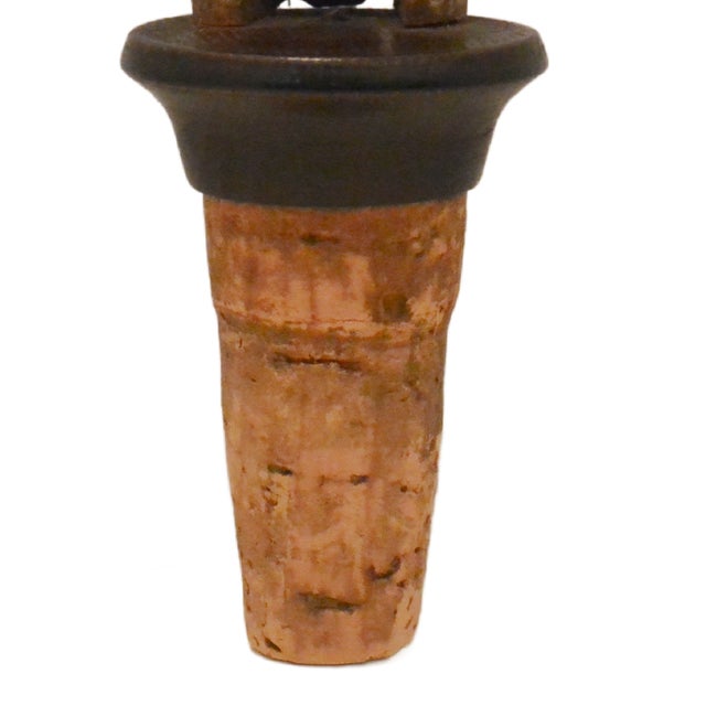 Brown Antique Italian Anri Hand-Carved Wood Terrier - Mechanical Movement Bottle Stopper For Sale - Image 8 of 9