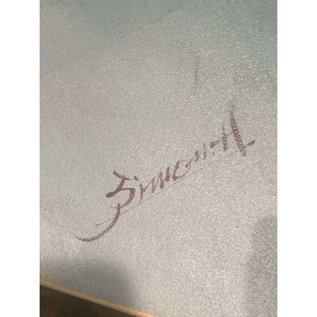 Vintage Postmodern 1980s Abstract Large Canvas Oil Painting Wall Art Pink Signed For Sale - Image 12 of 12