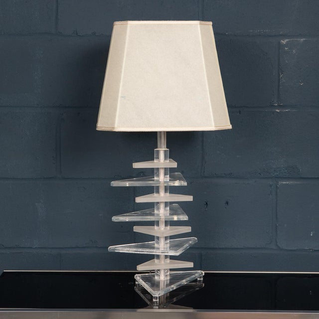 Mid 20th Century American Stacked Acrylic Table Lamps, Set of 2 For Sale - Image 4 of 13