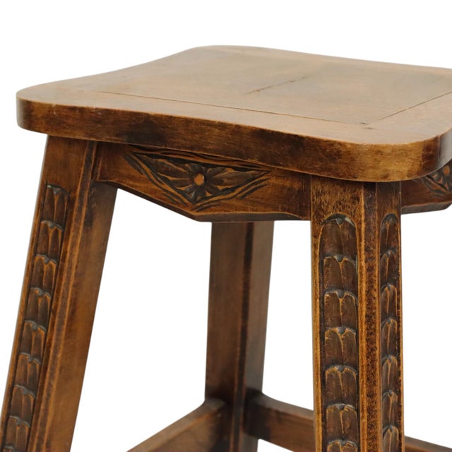 Vintage Wood Stool, 1950s For Sale - Image 13 of 16