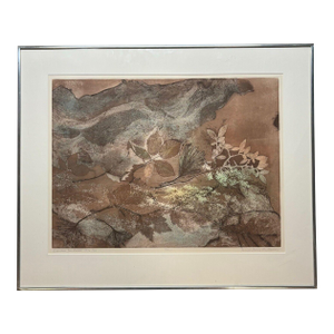 Original Janine Leroux-guillaume 'derniere Tendresses' Abstract Nature Engraving