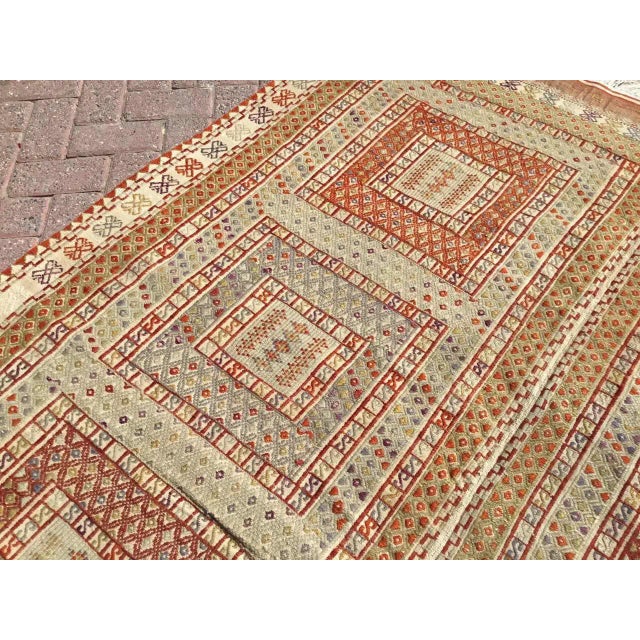 1960s 1960s Rustic Embroidered Kilim Rug - 67" X 96" For Sale - Image 5 of 11