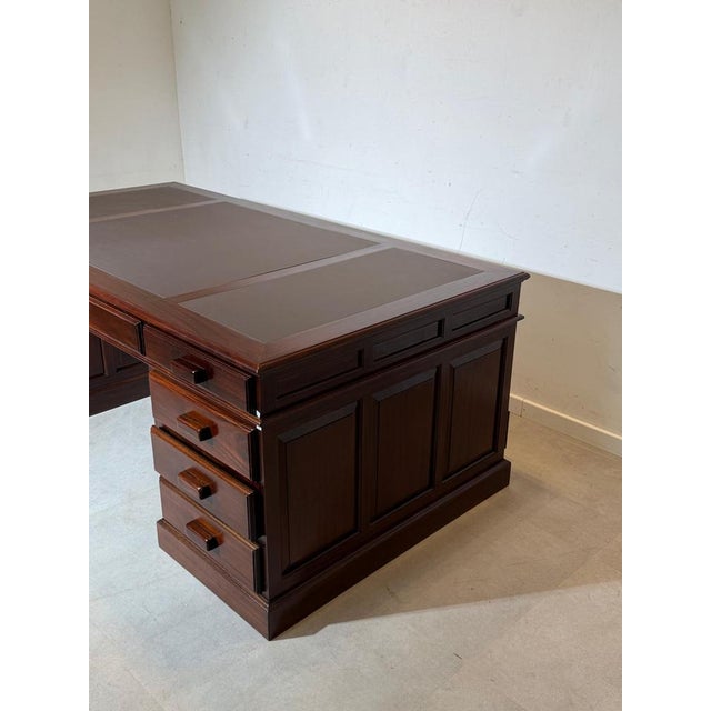 Wood Double-Sided Executive Desk in Mahogany For Sale - Image 7 of 11