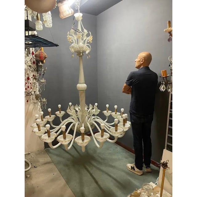 Large Venetian Murano Glass Chandelier by Paolo Venini for Maestri di Murano, 1950s For Sale - Image 7 of 17