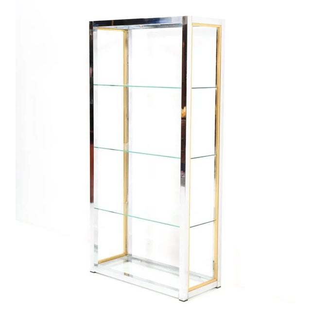 1970s Hollywood Regency Italian Etagere in Chrome and Brass by Renato Zevi, 1970s For Sale - Image 5 of 13