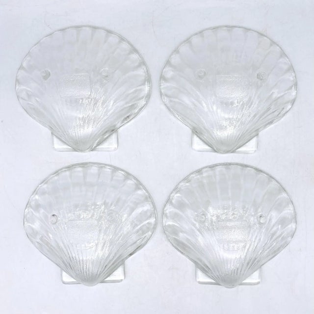 Glass Vintage Transparent Glass Seashell Clam Shell Bowls- Set of 4 For Sale - Image 7 of 9