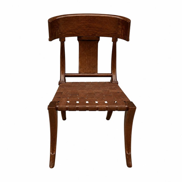 Mid Century Walnut Klismos Chairs With Leather Straps - 6 For Sale - Image 4 of 4