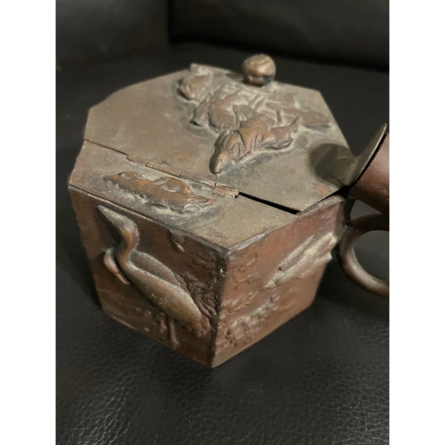 Bronze Antique Japanese Bronze Crane Sculptural Object With Handled Form For Sale - Image 8 of 14