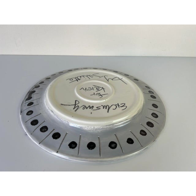 Vintage Juliette Hand Painted Abstract Design Decorative Ceramic Plate For Sale In Miami - Image 6 of 12