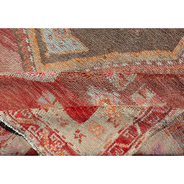 Long Rug, Vintage Turkish Gallery Rug With Tribal Design in Variegated Red 7'9 X 14'7 For Sale - Image 10 of 11