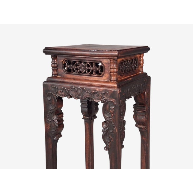 Wood Chinese Pedestal or Plant Stand, Carved Hardwood, China, 20th C. For Sale - Image 7 of 14