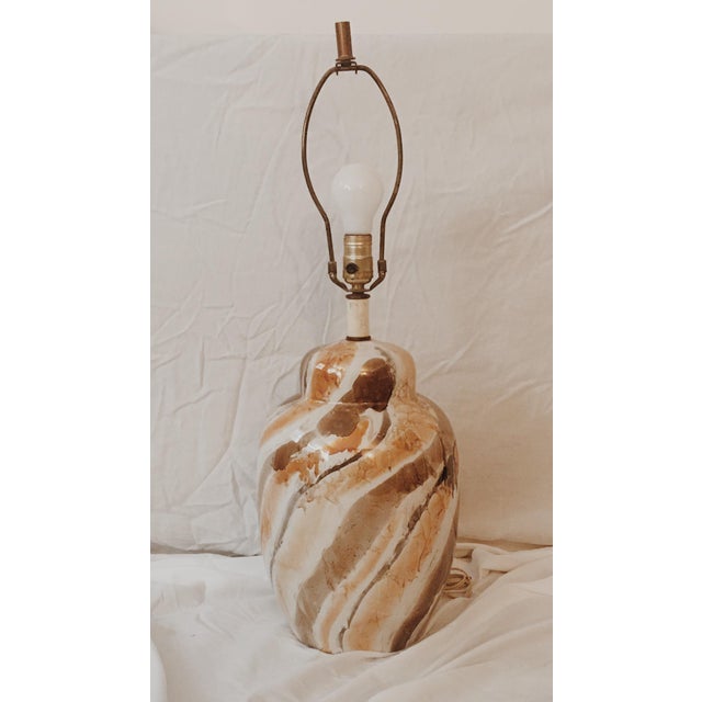 Mid Century Glazed Ginger Jar Table Lamp For Sale - Image 4 of 4