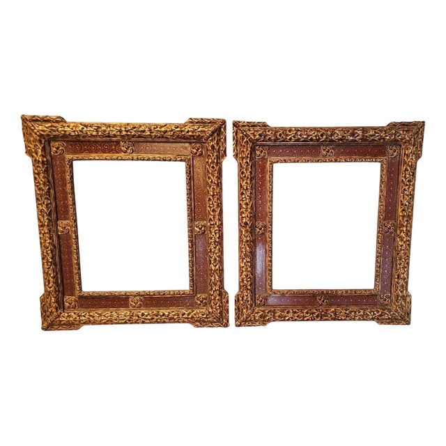 Antique Renaissance-Style Frames in Carved and Painted Wood, 1870 For Sale
