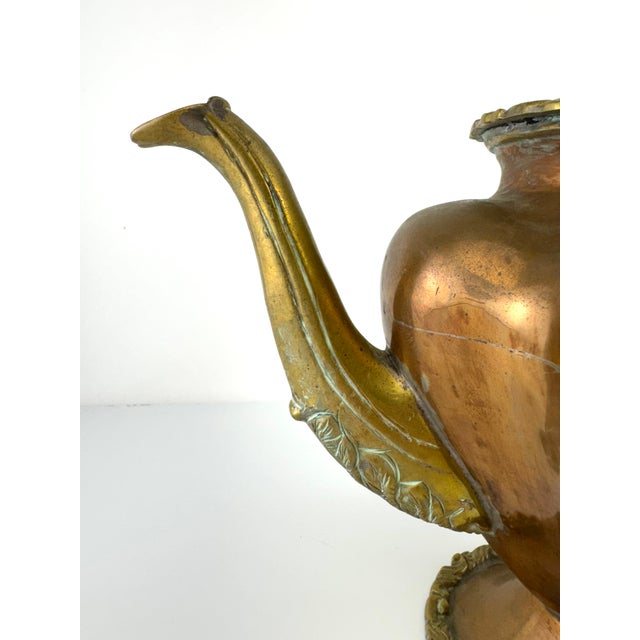 1950s Vintage French Style Copper Teapot With Brass Handle & Hinged Lid For Sale - Image 5 of 11