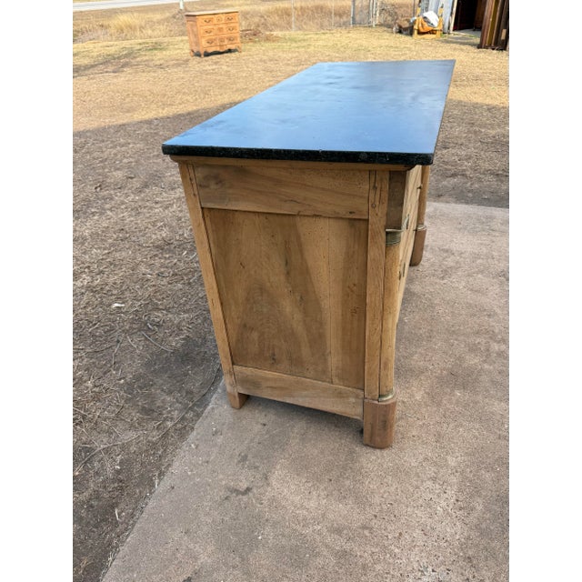 Wood 19th Century French Empire Walnut Bleached Marble Top Chest of Drawer / Commodes For Sale - Image 7 of 12