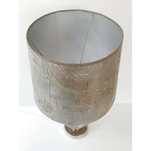 Beige Space Age Table Lamp in Steel with Relief and Moire Reflections, 1970s For Sale - Image 8 of 12