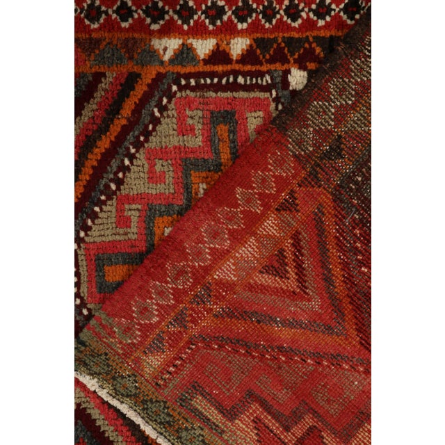 1950s Vintage Tribal Runner in Red, Orange Geometric Patterns For Sale In New York - Image 6 of 7
