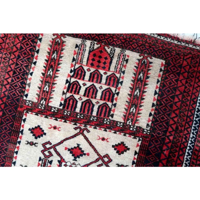 1910s Handmade Antique Afghan Baluch Prayer Rug 2.8' X 4.2' For Sale - Image 9 of 12