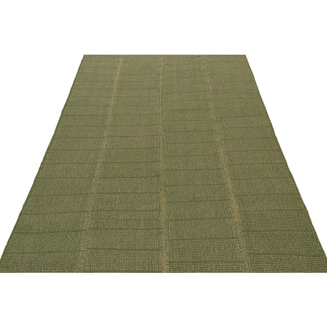Contemporary Rug & Kilim’s Contemporary Kilim in Green With Beige Accents For Sale - Image 3 of 7