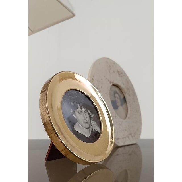 Metal Vintage Italian Round Brass Picture Frame, 1970s For Sale - Image 7 of 14