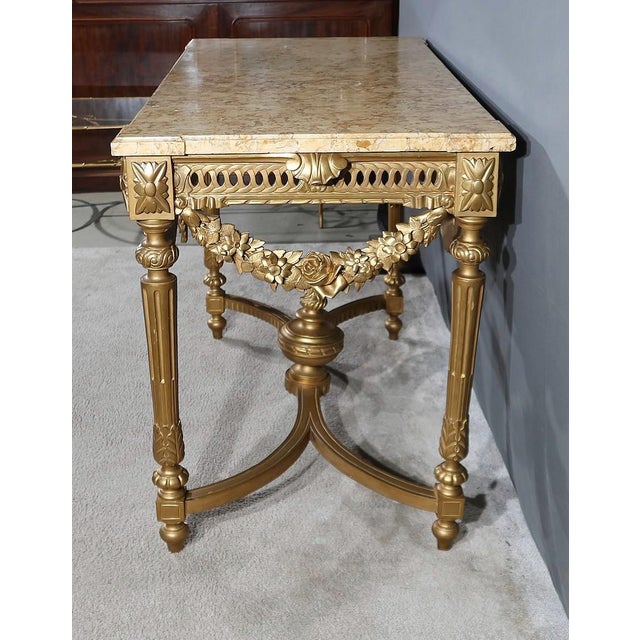 Louis XVI Style Console Table in Golden Wood, Late 19th Century For Sale - Image 13 of 18