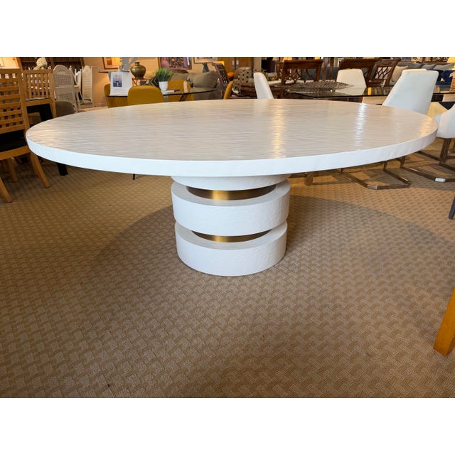 Modern Mr. Brown London "Armand" Stacked Gesso & Brass Round Dining Table For Sale - Image 3 of 10