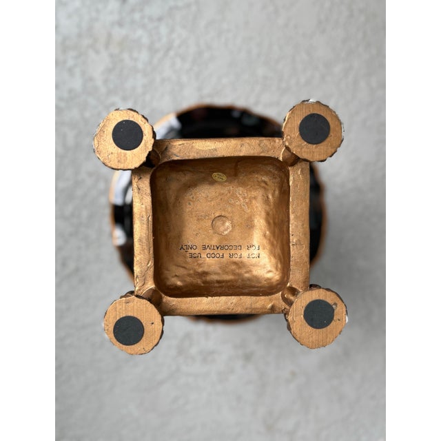 Black and Gold Decorative Pedestal Bowl For Sale - Image 15 of 15