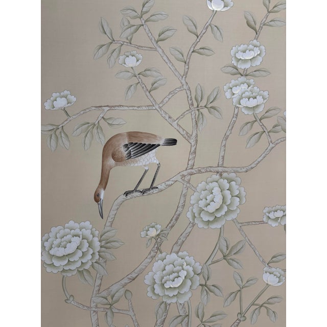 If you love the look of De Gournay wallpaper but not the price, this is for you. Cream Apricot Chinoiserie Peony & Bird...
