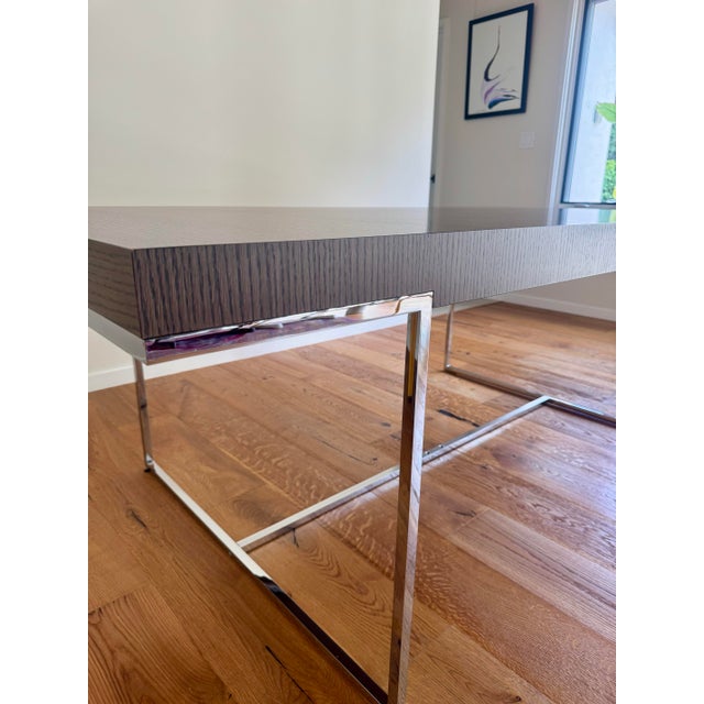 Paolo Piva B&b Italia Maxalto Athos Dining Table (Gray Oak & Chrome) by Paolo Piva (200cm) For Sale - Image 4 of 7