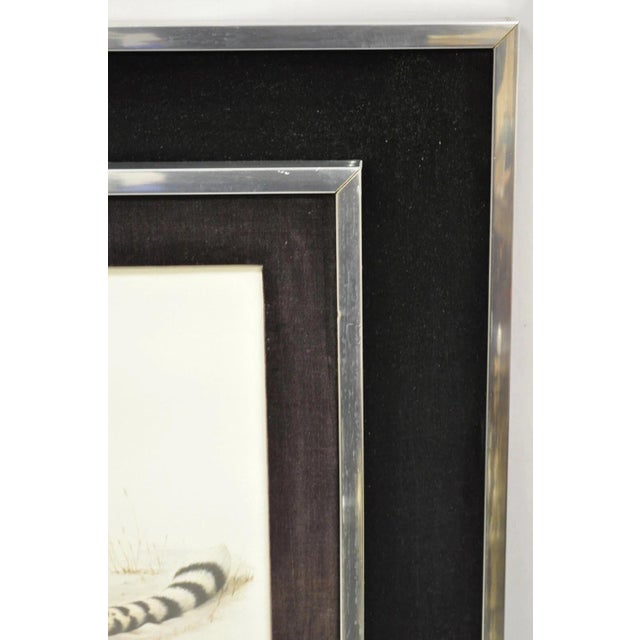 1972 Cheetah Lithograph Art by Richard Evans Younger in Velvet Chrome Frame For Sale In Philadelphia - Image 6 of 12