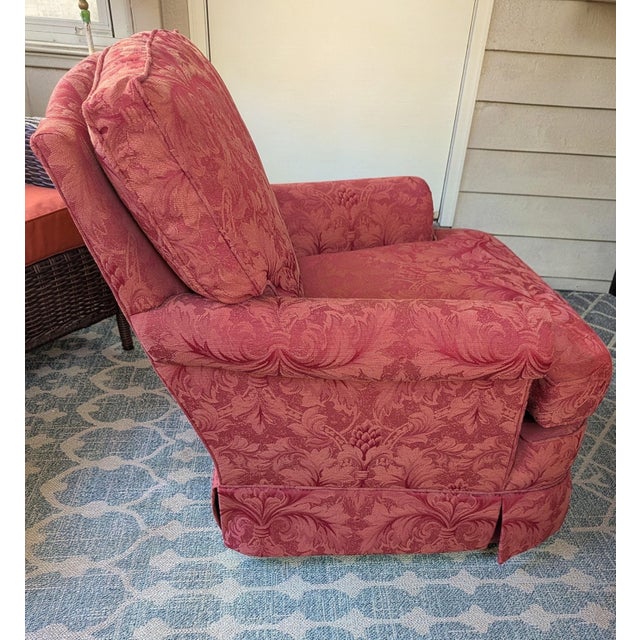 Late 20th Century Late 20th Century Jessica Charles Swivel Rocker Armchair Club Chair - Damask For Sale - Image 5 of 13