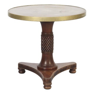 Antique Side Table in Mahogany with Brass Top For Sale
