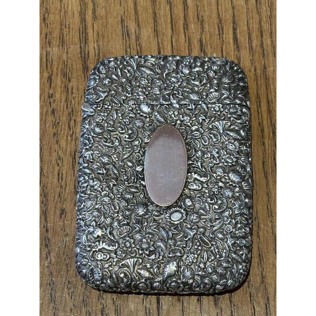 English Solid Silver Card Case Elaborate Decoration, Chester, Horton & Allday 8 cms by just under 6 cms. Used items so...