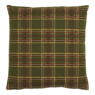Green Tartan Tapestry Cushion With Feather Filler - 46 X 46cm For Sale