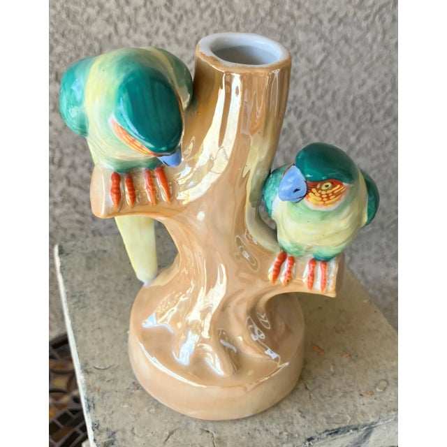 Mid 20th-Century Palm Beach Chic Regency-Style Lusterware Parrot Bud Vase, Japan For Sale - Image 9 of 12
