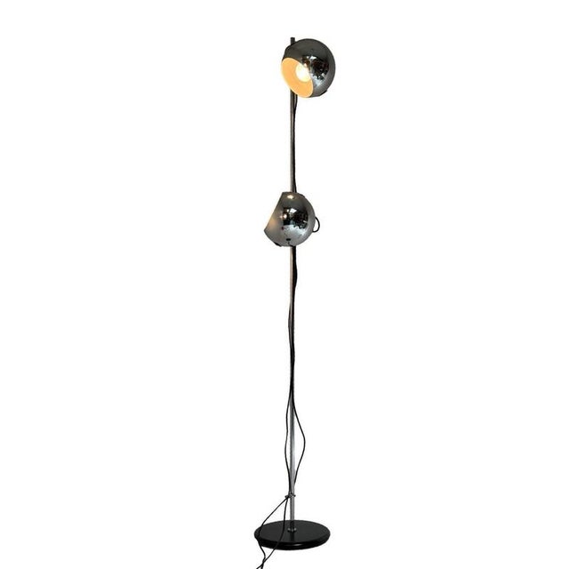 Space Age Mid-Century Modern Floor Lamp with 2 Chrome Shades from Gepo For Sale - Image 9 of 9