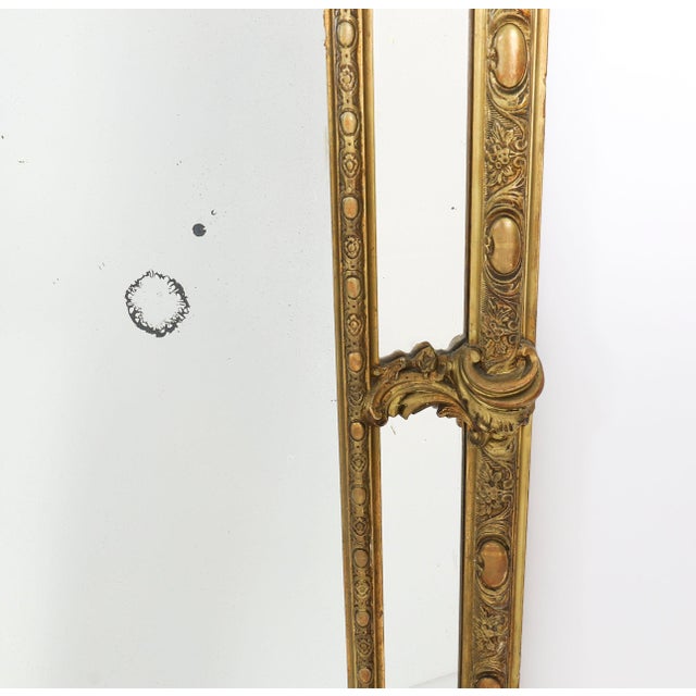 Glass Antique Louis Revival Giltwood Overmantel Cushion Mirror, 1860 For Sale - Image 7 of 10