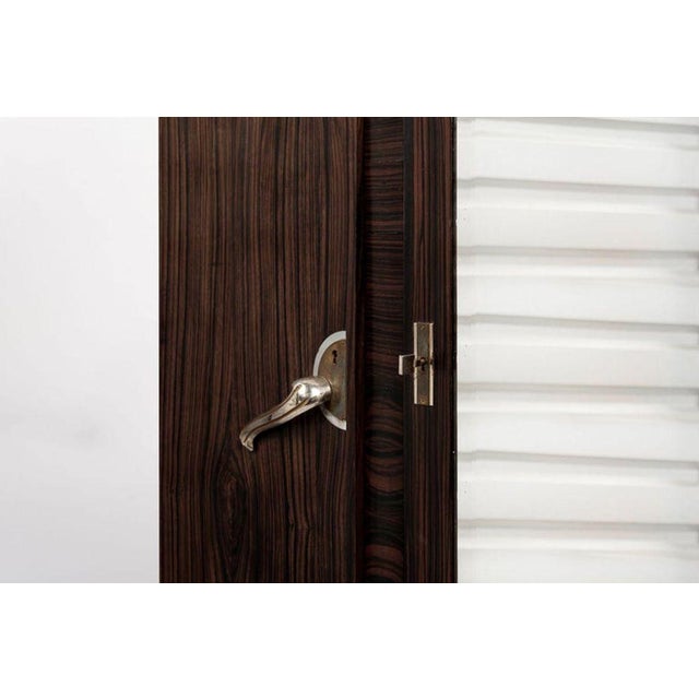 Antique French Art Deco Macassar Ebony Wood Wardrobe Armoire Cabinet, 1940s For Sale - Image 12 of 12