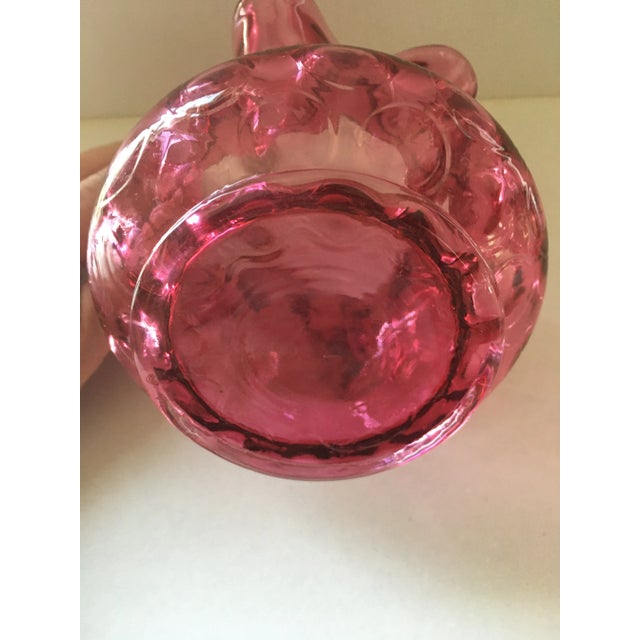 Late 20th Century Vintage Fenton Cranberry Inverted Coin Dot With Receded Clear Handle Glass Basket For Sale - Image 5 of 7