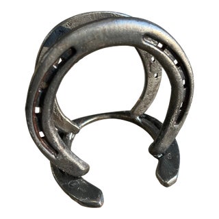 1970s Silver Horseshoe Rustic Style Metal Napkin Holder For Sale