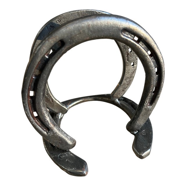 1970s Silver Horseshoe Rustic Style Metal Napkin Holder For Sale