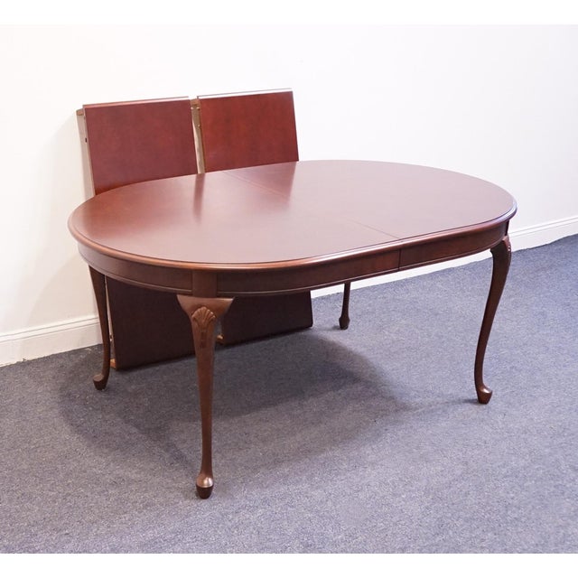Bassett Furniture Solid Cherry Traditional Queen Anne Style 100" Oval Dining Table For Sale - Image 9 of 11