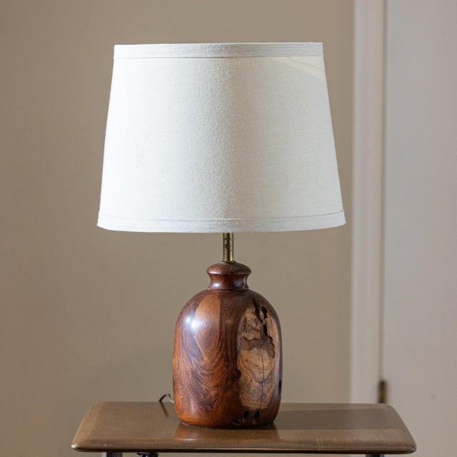 Mid-Century Modern Vintage Organic Studio Craft Turned Walnut Lamp For Sale - Image 3 of 10