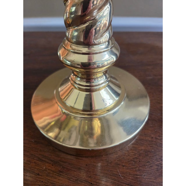 Vintage Barley Twist Brass Lamps - A Pair For Sale - Image 13 of 17