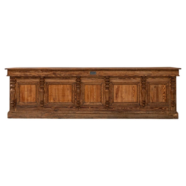 1900s French Belgian Provincial Wooden Shop Counter by Emile Lambot, Châtelet For Sale - Image 15 of 18