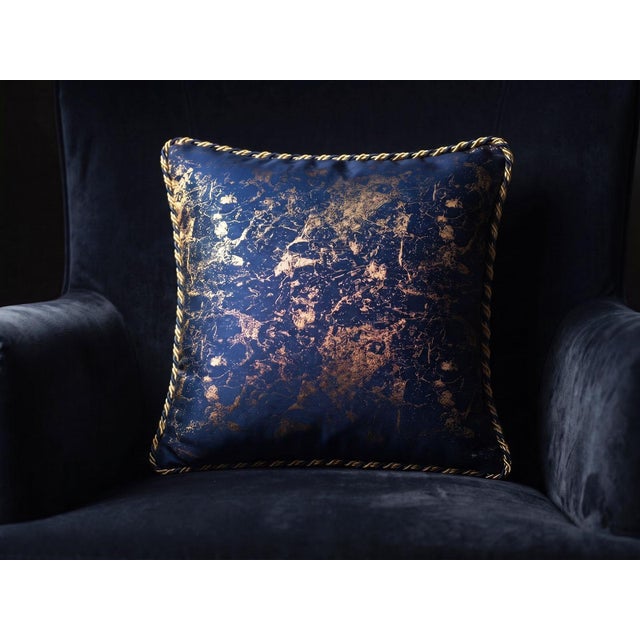 2020s Abstract Cushion Cover With Twisted Rope Trim For Sale - Image 5 of 11