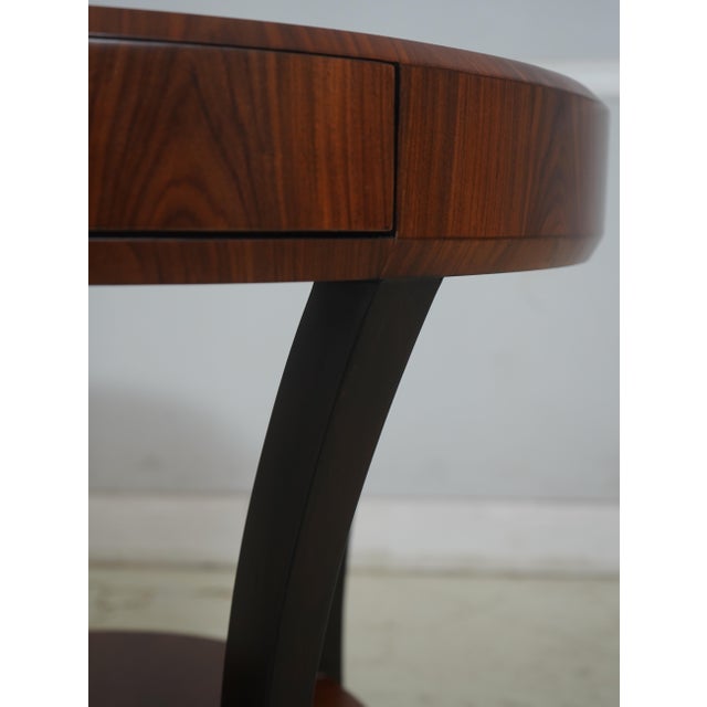 Wood Jonathan Charles Round 2 Drawer Modern Design Lamp Table For Sale - Image 7 of 18
