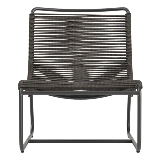 Brown Jordan Walter Lamb Aluminum Lounge Chair, Textured Pewter frame with Coal fabric For Sale